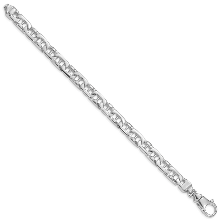 14K White Gold 8.5mm Hand-polished Fancy Link Bracelet