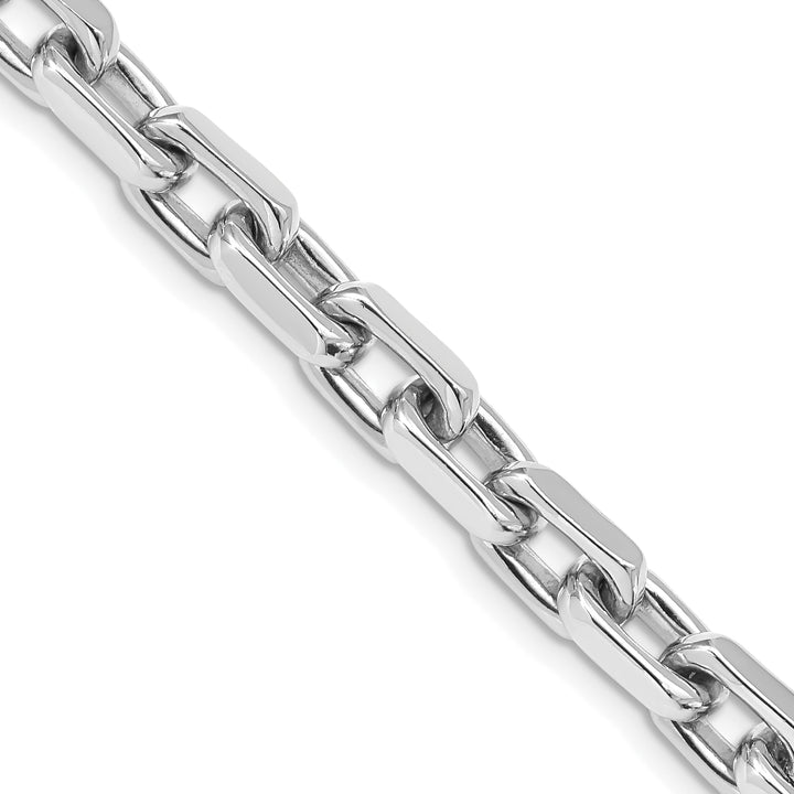 14k White Gold 7mm Hand-polished Fancy Link Chain