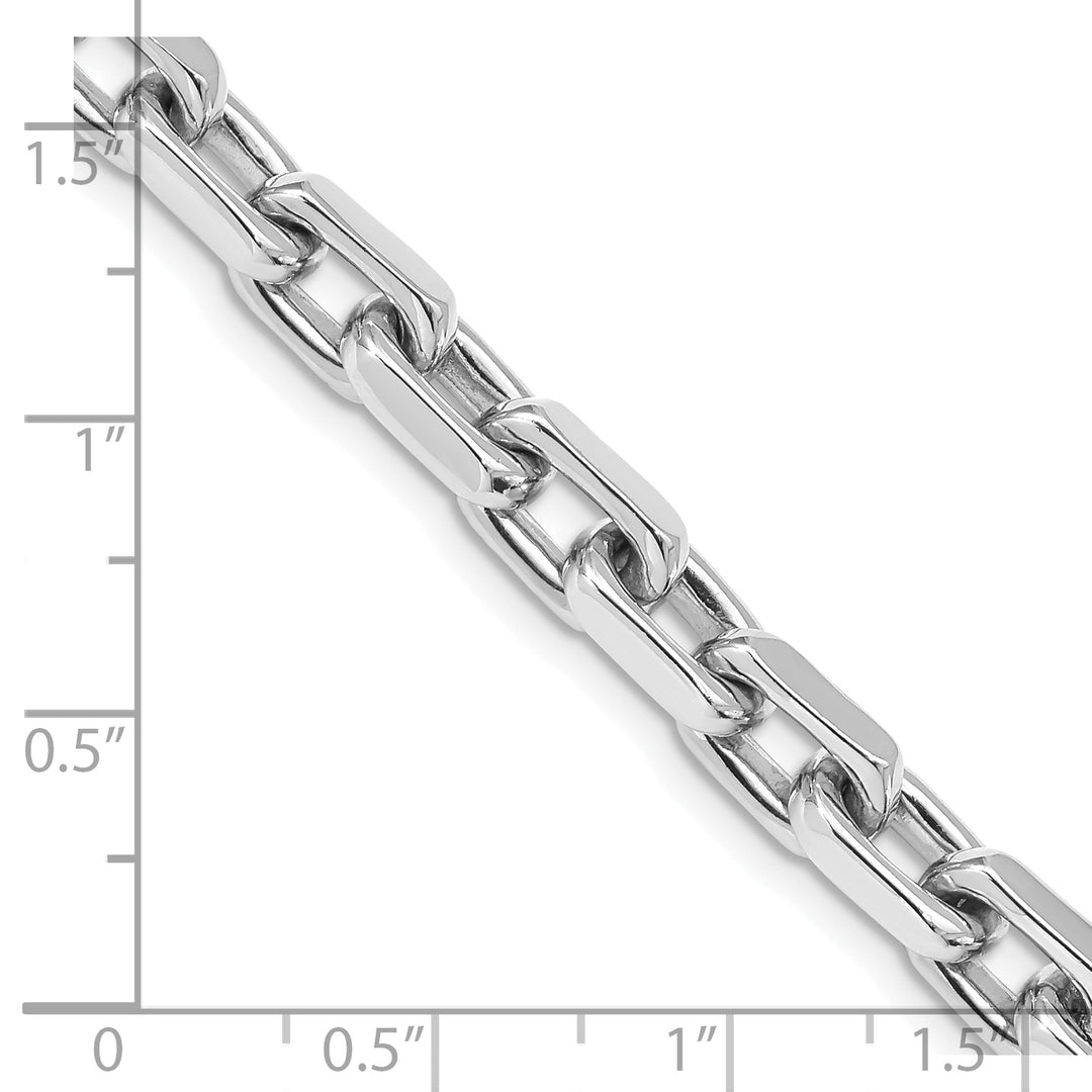 14k White Gold 7mm Hand-polished Fancy Link Chain
