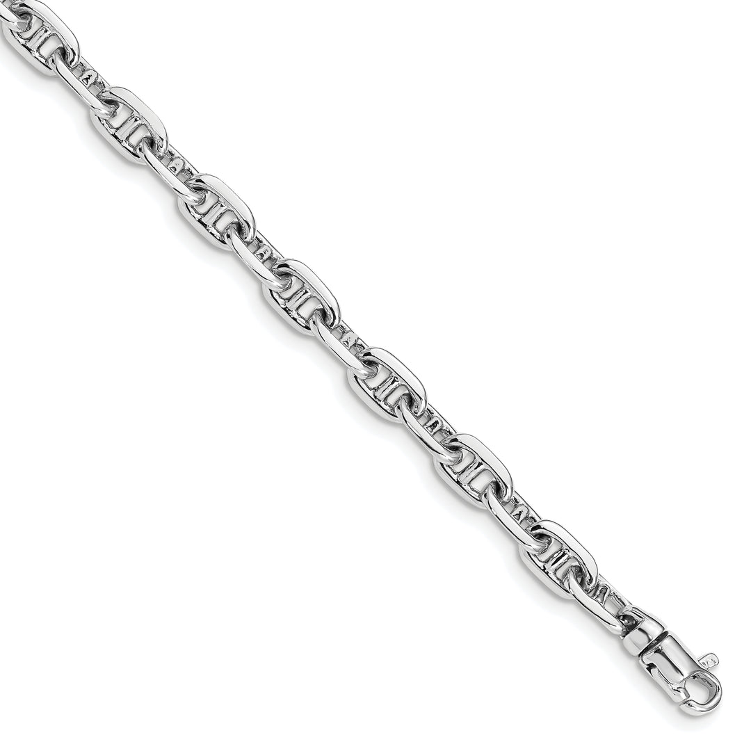 14k White Gold 5.1mm Hand-polished Fancy Link Bracelet