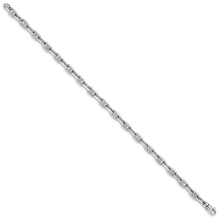 14k White Gold 5.1mm Hand-polished Fancy Link Bracelet