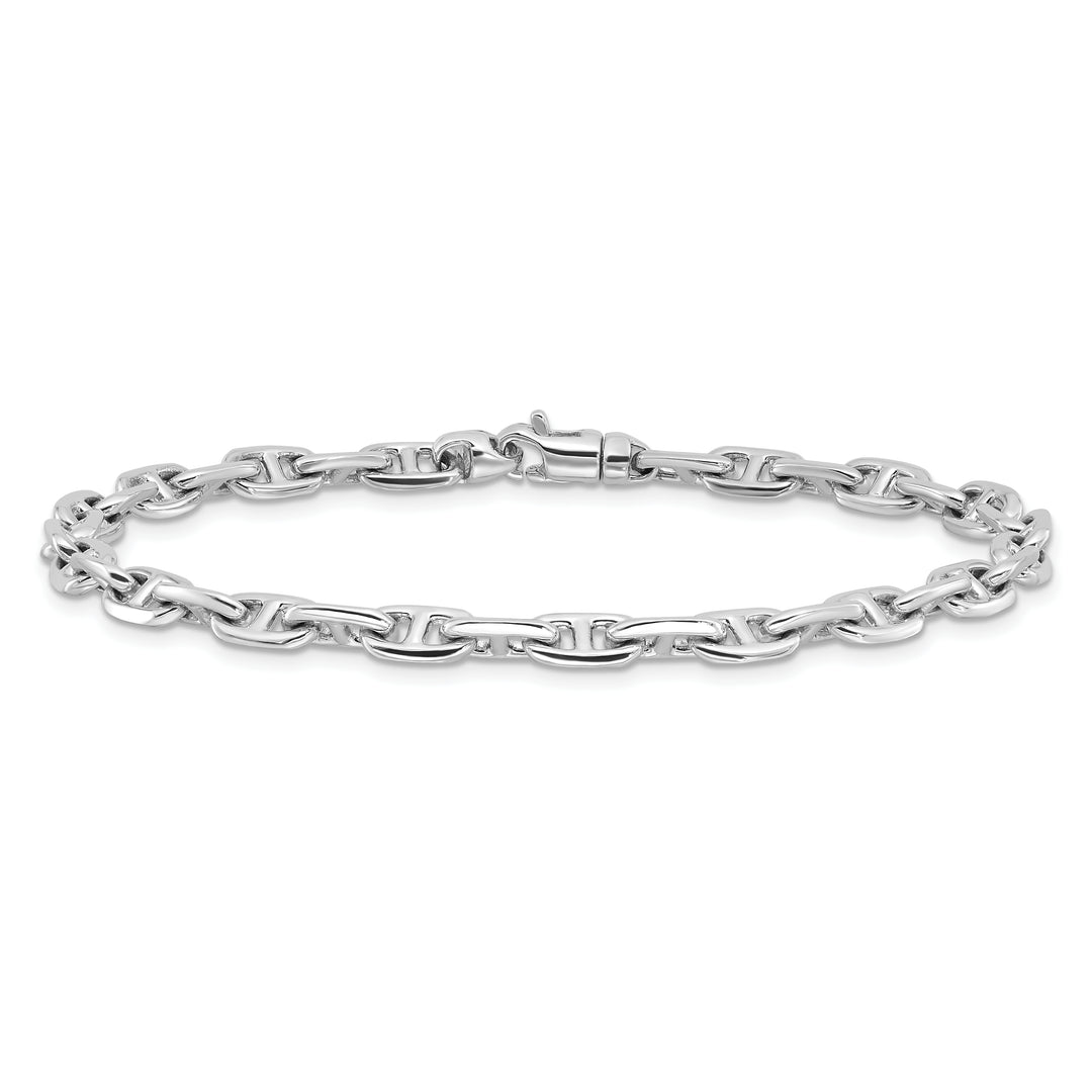 14k White Gold 5.1mm Hand-polished Fancy Link Bracelet