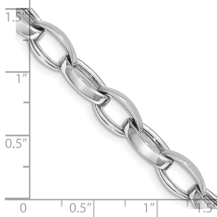 14k WG 6.6mm Hand Polished and Satin Fancy Link Chain