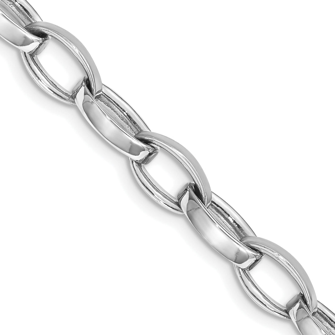 14k WG 6.6mm Hand Polished and Satin Fancy Link Chain