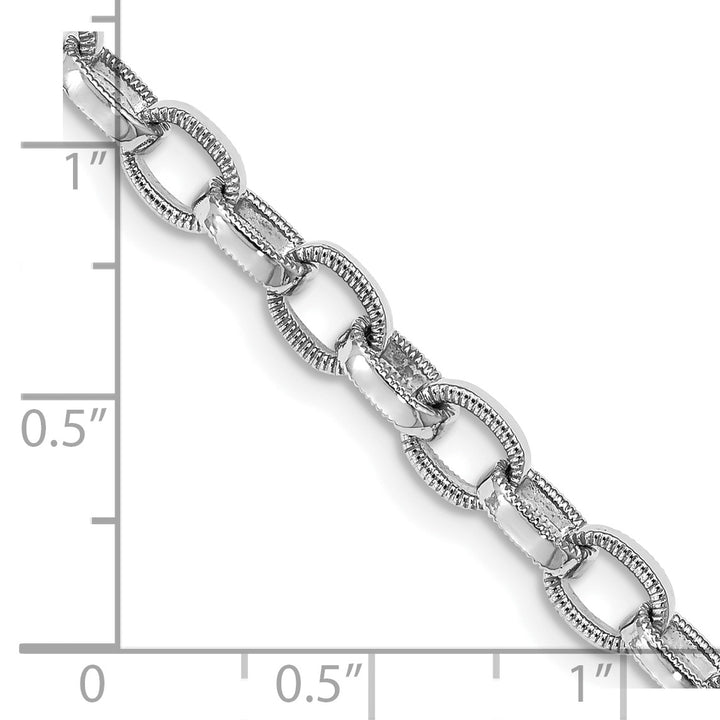 14k White Gold 5mm Hand Polished w/ Ridged Edge Link Necklace