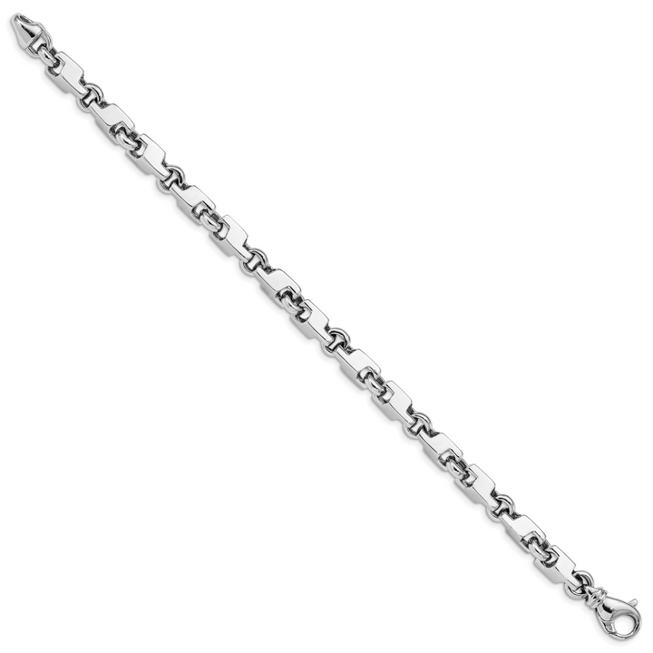 14k White Gold 6.6mm Hand-polished Fancy Link Bracelet