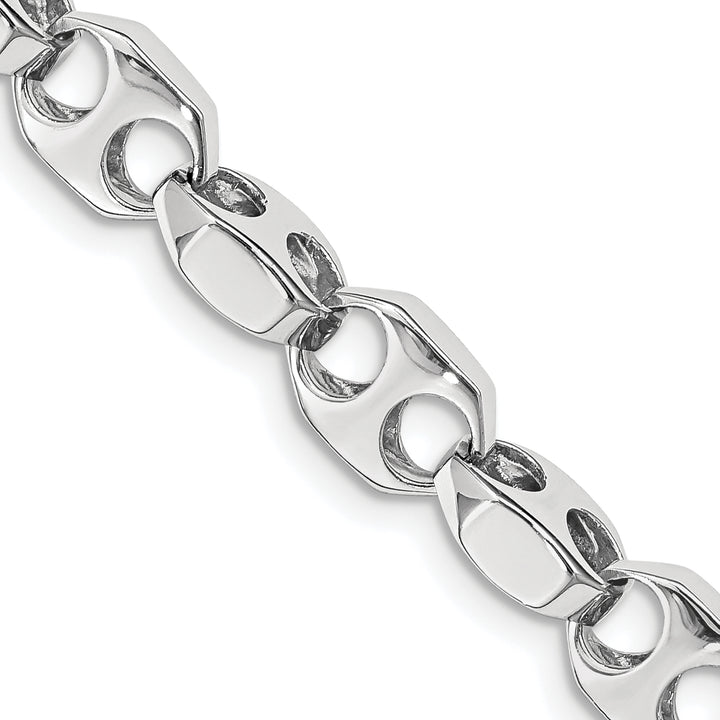 14k White Gold 7.2mm Hand-polished Fancy Link Chain