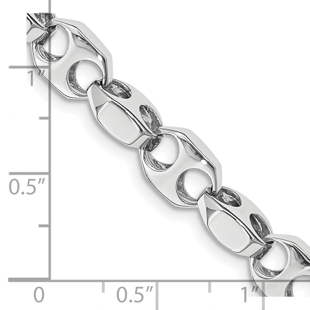 14k White Gold 7.2mm Hand-polished Fancy Link Chain