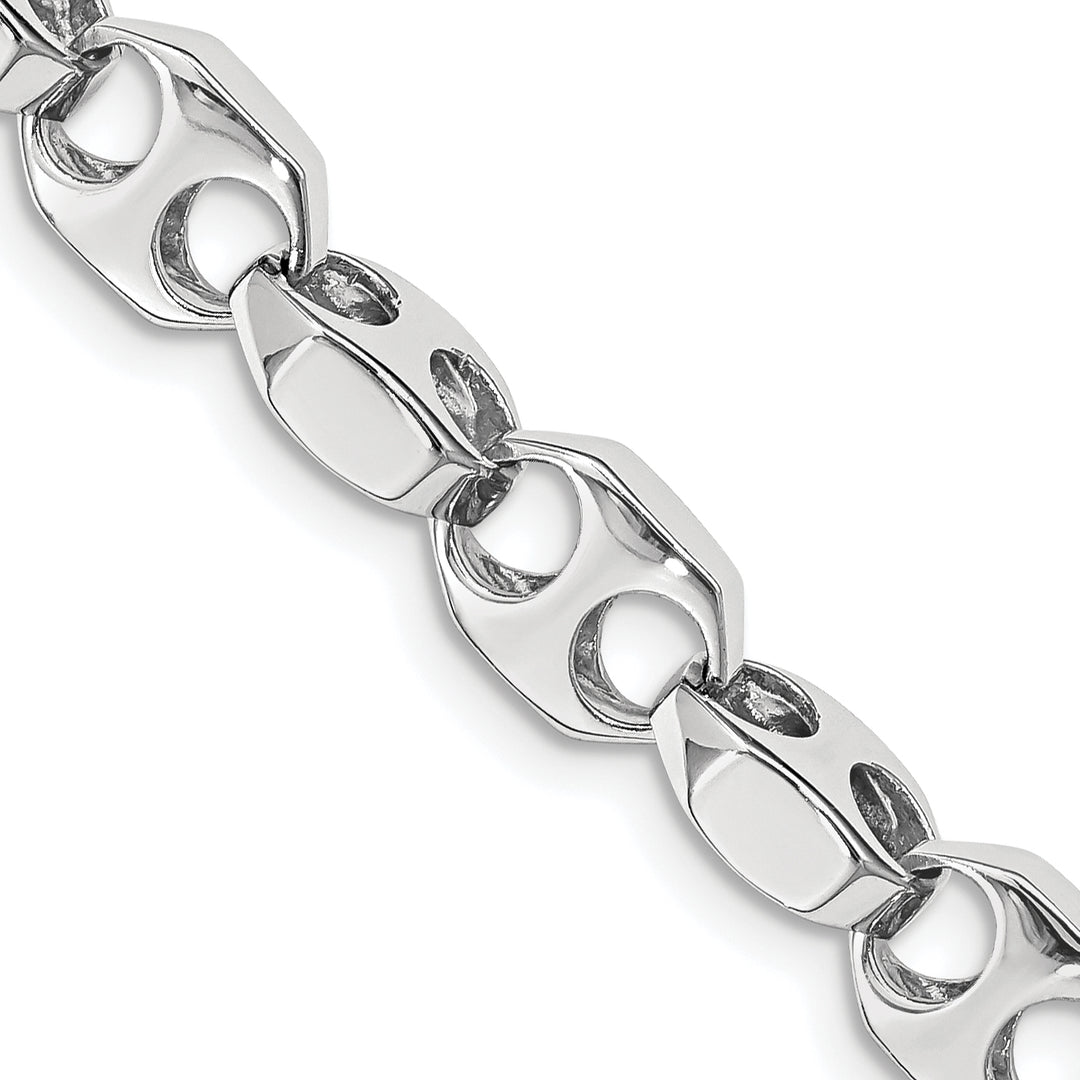 14k White Gold 7.2mm Hand-polished Fancy Link Chain