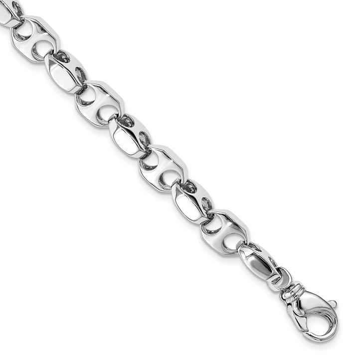 14k White Gold 7.2mm Hand-polished Fancy Link Bracelet
