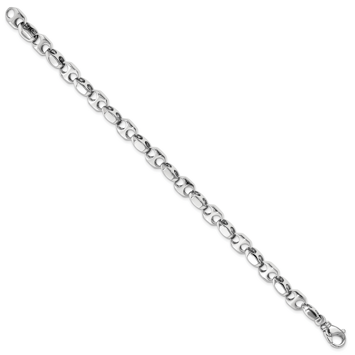 14k White Gold 7.2mm Hand-polished Fancy Link Bracelet