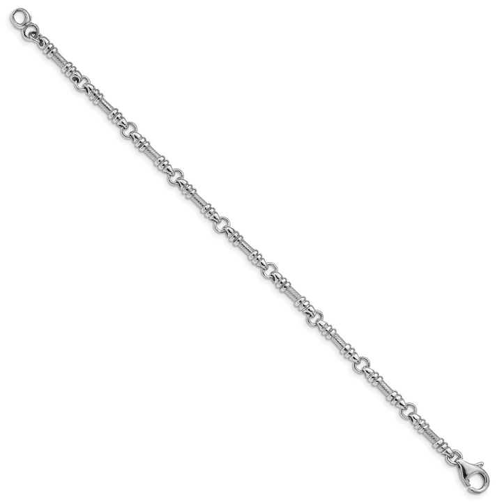 14k White Gold 3.5mm Hand-polished Fancy Link Bracelet