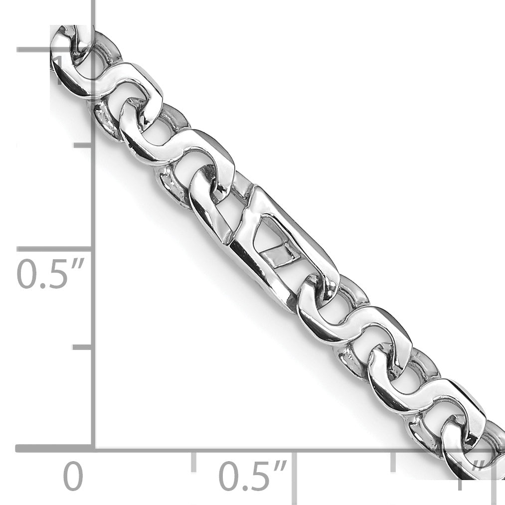14K Hand Polished 4.3mm White Gold Fancy Link Chain