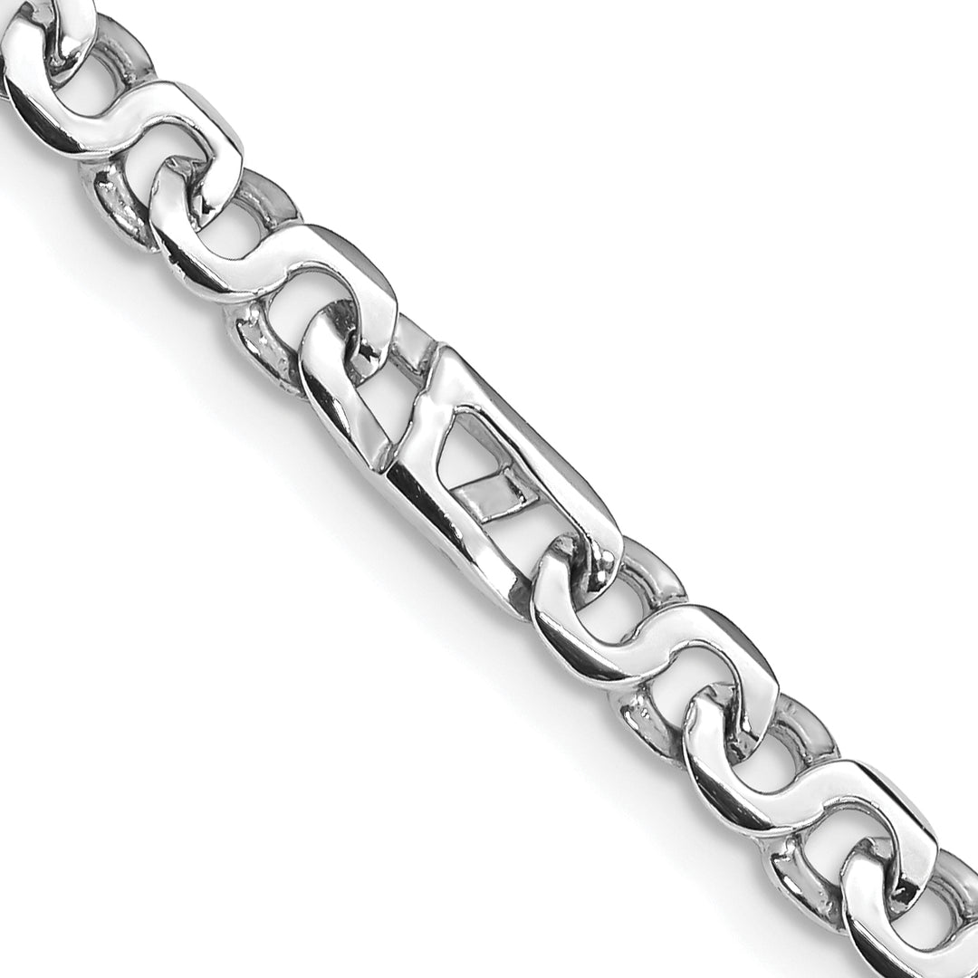 14K Hand Polished 4.3mm White Gold Fancy Link Bracelet