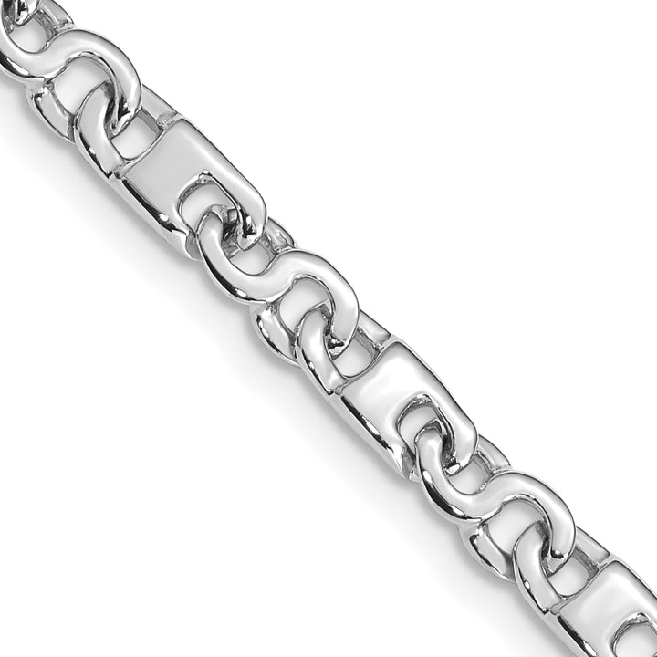 14k White Gold Hand Polished 4.4mm Fancy Link Chain
