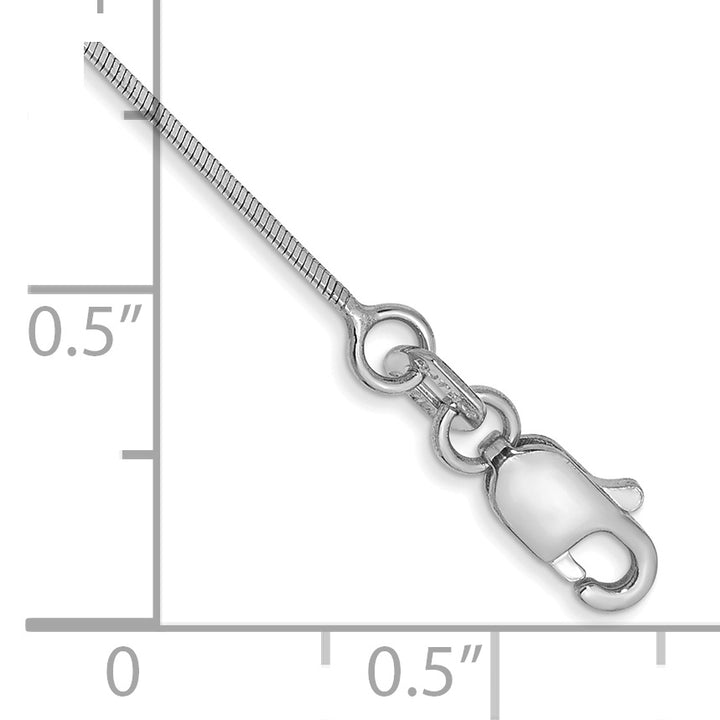 14k White Gold .6mm Octagonal Snake Chain Anklet