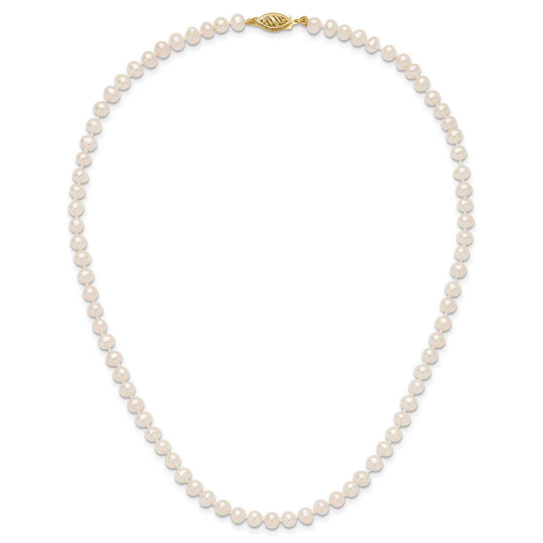 14k 4-5mm White Near Round Freshwater Cultured Pearl Necklace