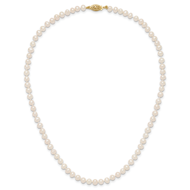 14k 4-5mm White Near Round Freshwater Cultured Pearl Necklace