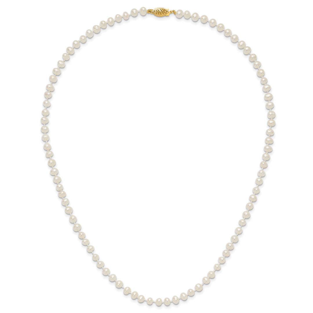 14k 4-5mm White Near Round Freshwater Cultured Pearl Necklace