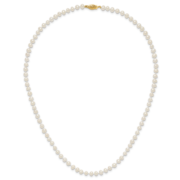 14k 4-5mm White Near Round Freshwater Cultured Pearl Necklace