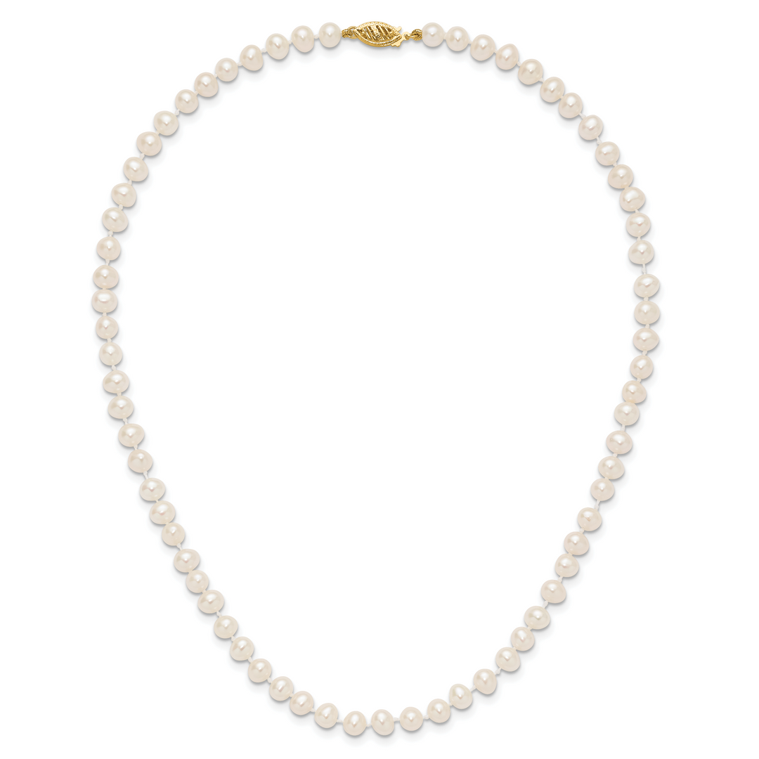 14k 5-6mm White Near Round Freshwater Cultured Pearl Necklace