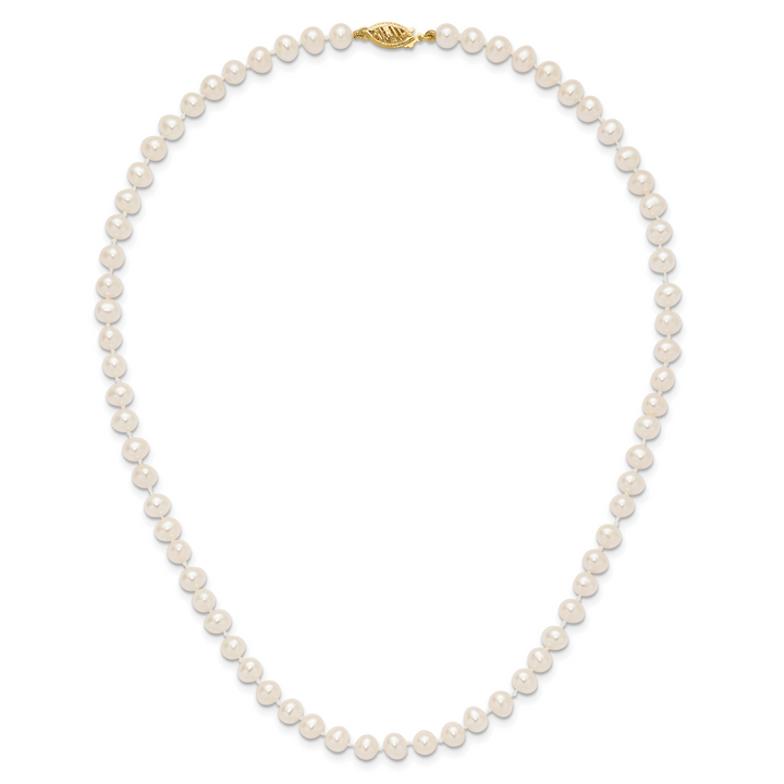 14k 5-6mm White Near Round Freshwater Cultured Pearl Necklace