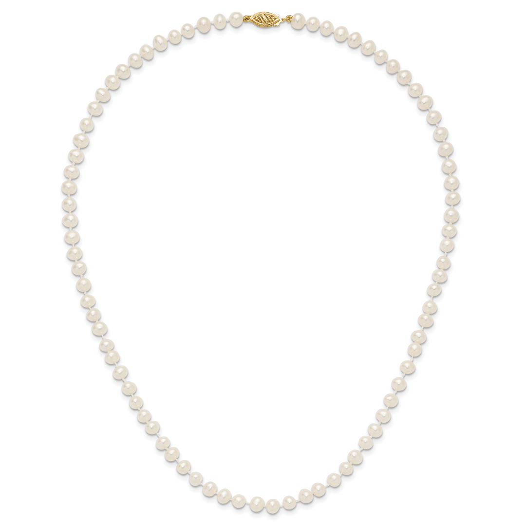 14k 5-6mm White Near Round Freshwater Cultured Pearl Necklace