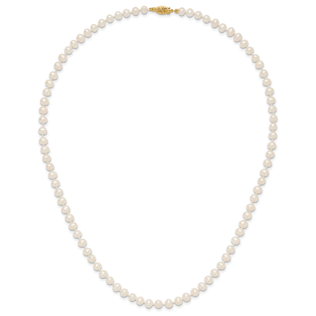 14k 5-6mm White Near Round Freshwater Cultured Pearl Necklace