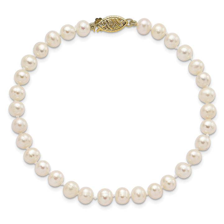 14k 5-6mm White Near Round Freshwater Cultured Pearl Bracelet