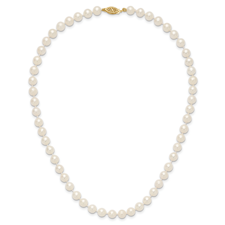 14k 6-7mm White Near Round Freshwater Cultured Pearl Necklace