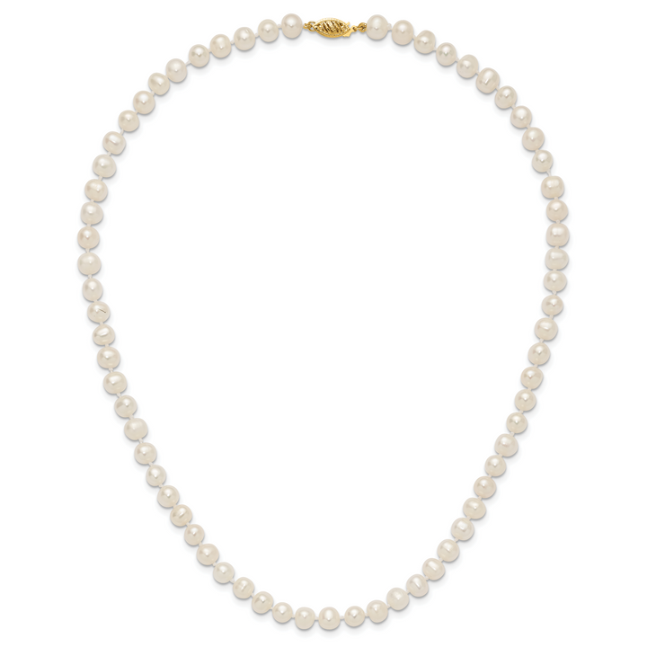 14k 6-7mm White Near Round Freshwater Cultured Pearl Necklace