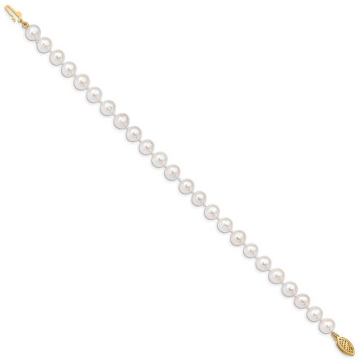 14k 6-7mm White Near Round Freshwater Cultured Pearl Bracelet