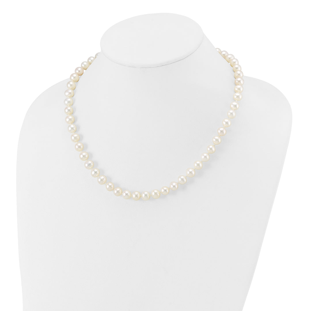 14k 7-8mm White Near Round Freshwater Cultured Pearl Necklace