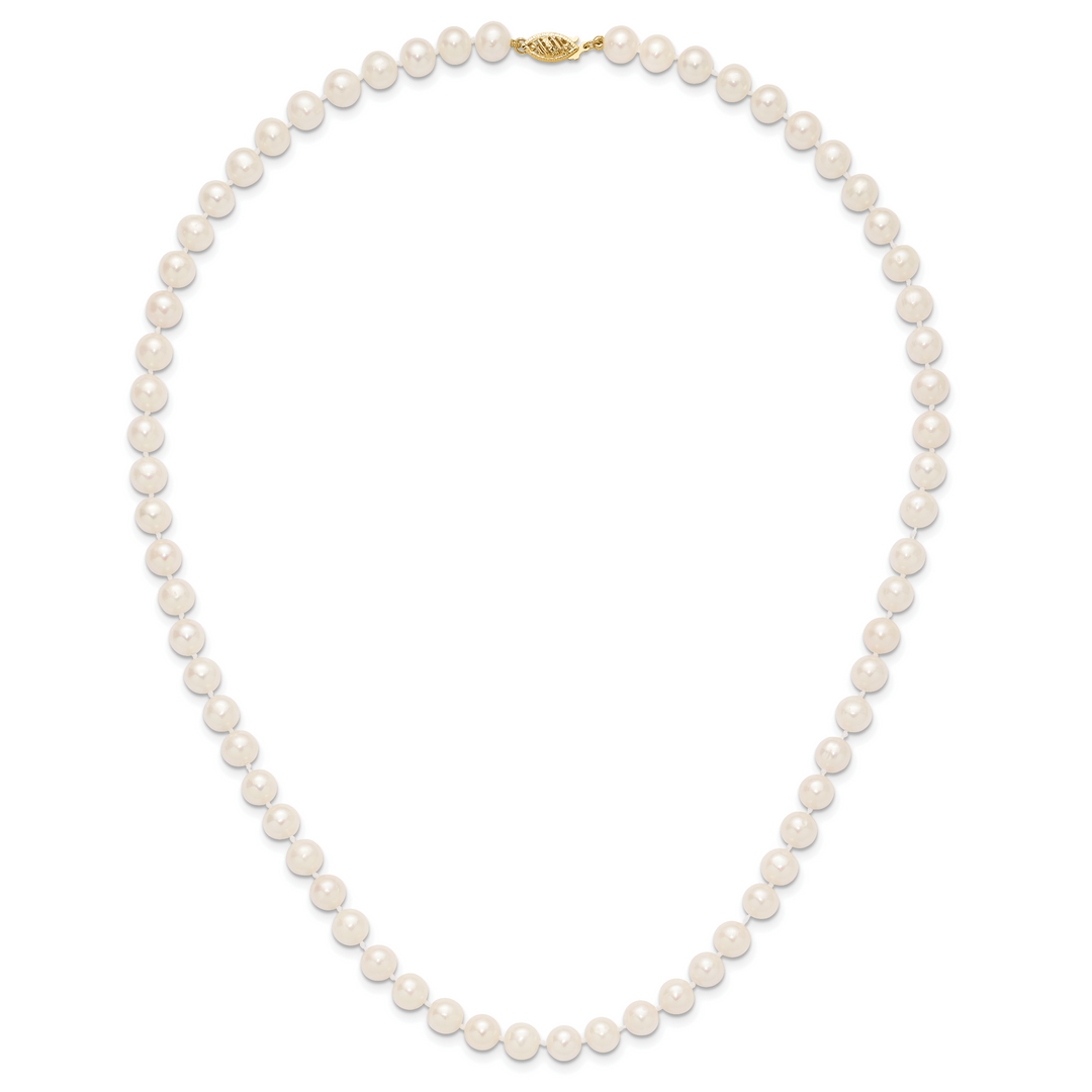 14k 7-8mm White Near Round Freshwater Cultured Pearl Necklace
