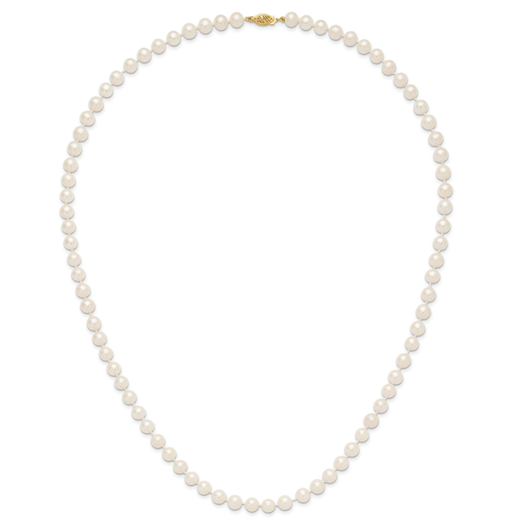 14k 7-8mm White Near Round Freshwater Cultured Pearl Necklace