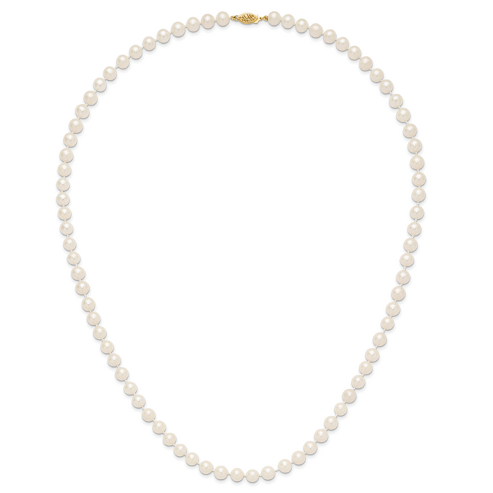 14k 7-8mm White Near Round Freshwater Cultured Pearl Necklace