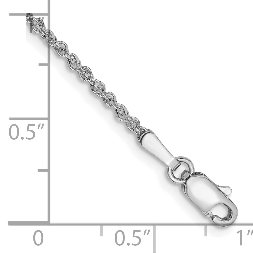 14K White Gold D/C 1.7mm Ropa Chain Anklet