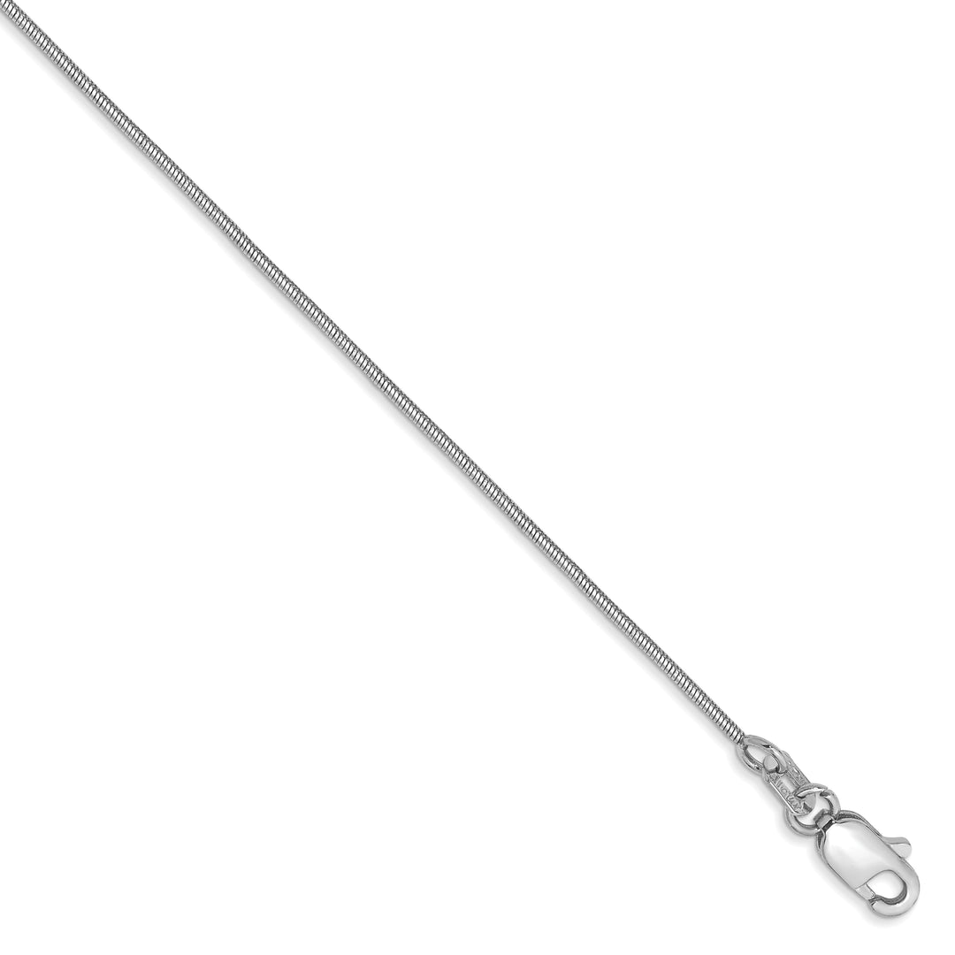 14k White Gold .8mm Round Snake Chain Anklet