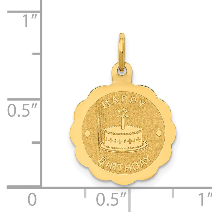 14K Polished Satin Engraveable HAPPY BIRTHDAY Charm