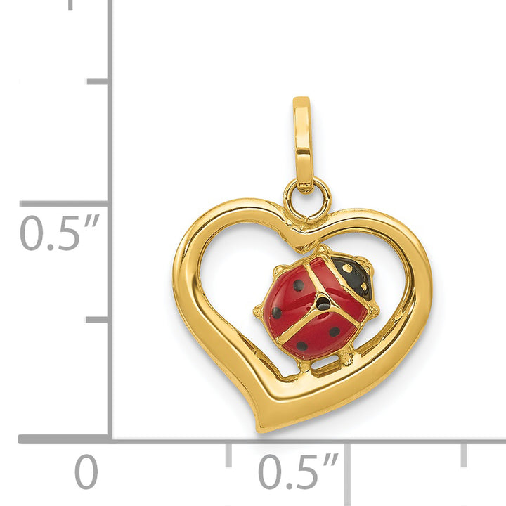 14k Enameled Ladybug in Heart Charm