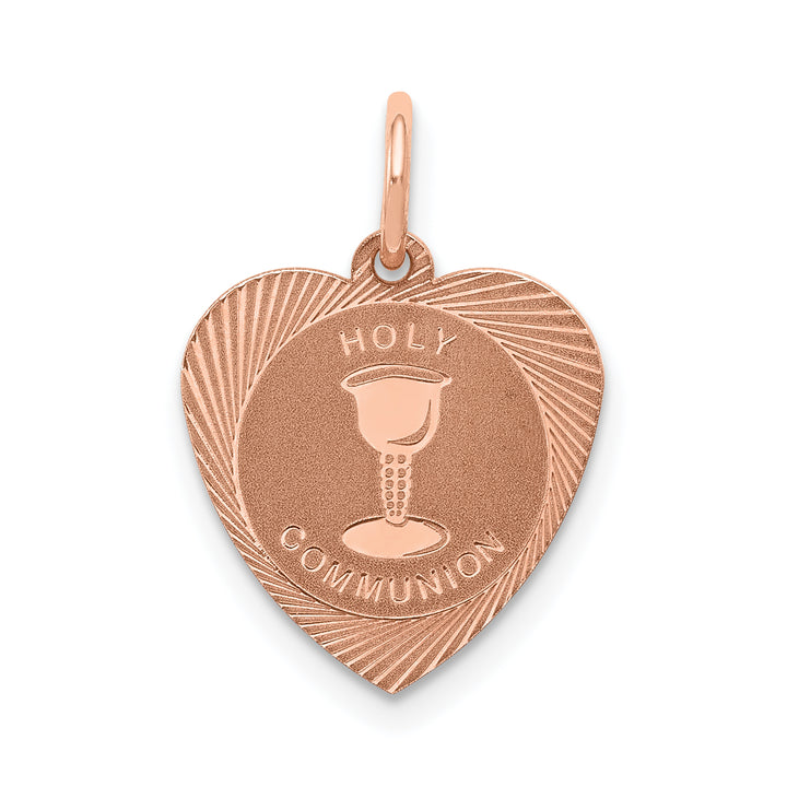 14k Rose Gold Holy Communion Heart Charm