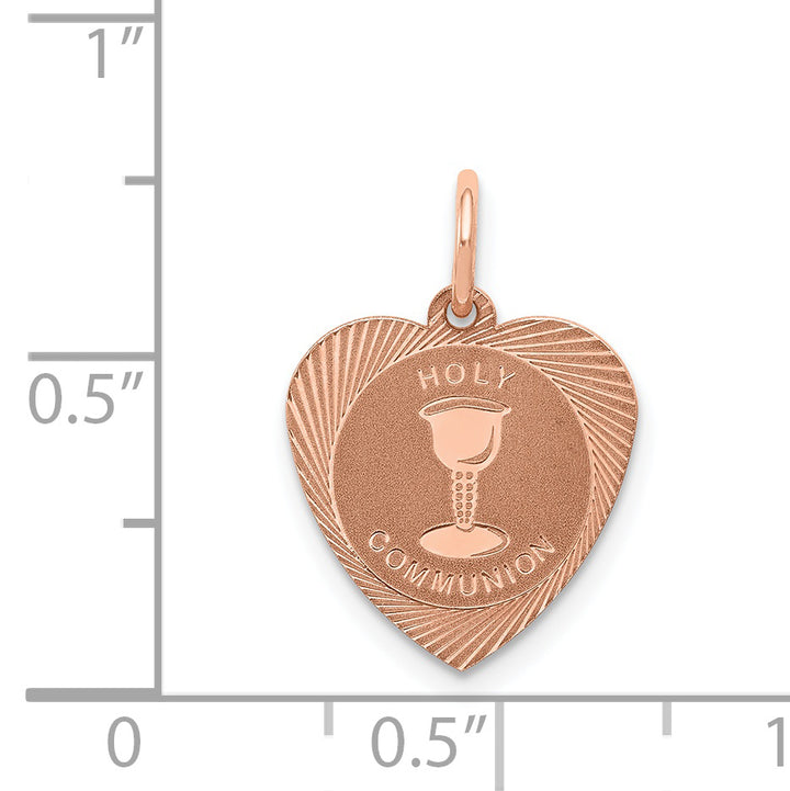 14k Rose Gold Holy Communion Heart Charm