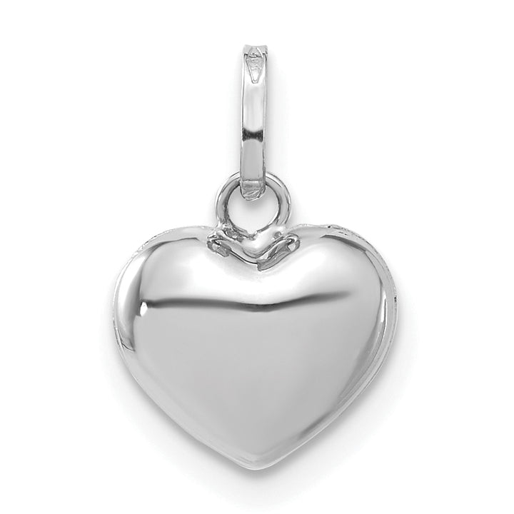14k White Gold 3D Puffed Heart Pendant