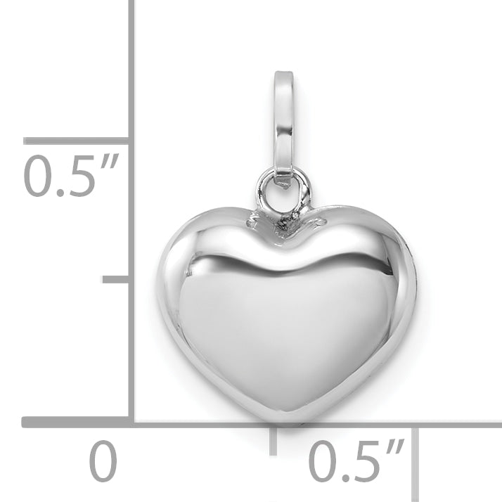 14k White Gold 3D Puffed Heart Pendant