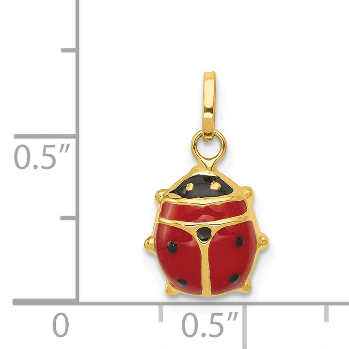 14k Red Enameled Ladybug Charm