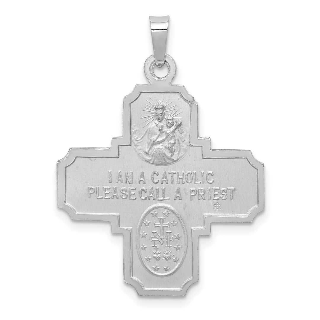 14k White Gold Four Way Medal Pendant
