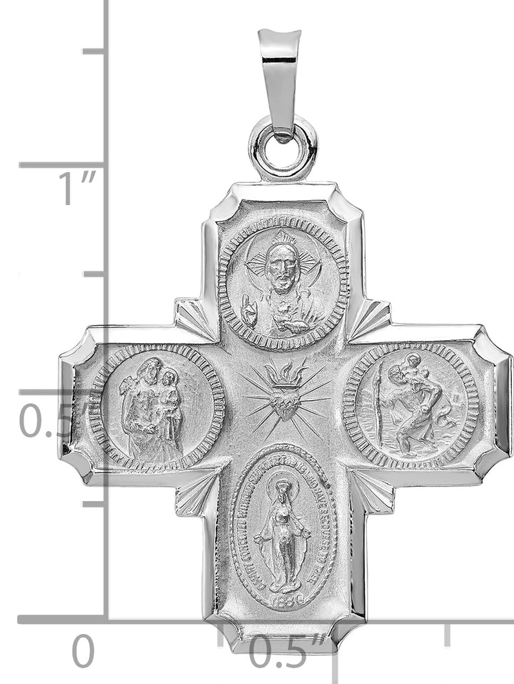 14k White Gold Four Way Medal Pendant