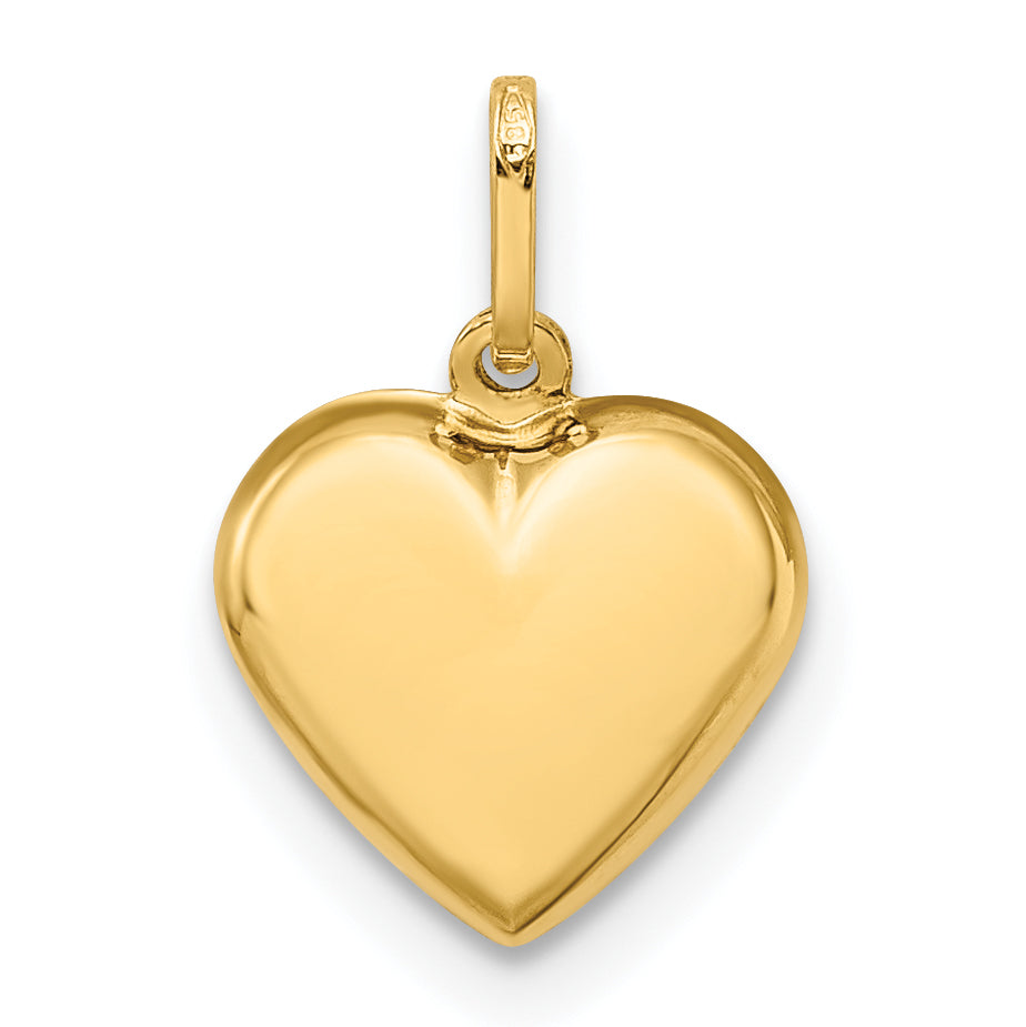 14K Polished 3-D Puffed Heart Pendant