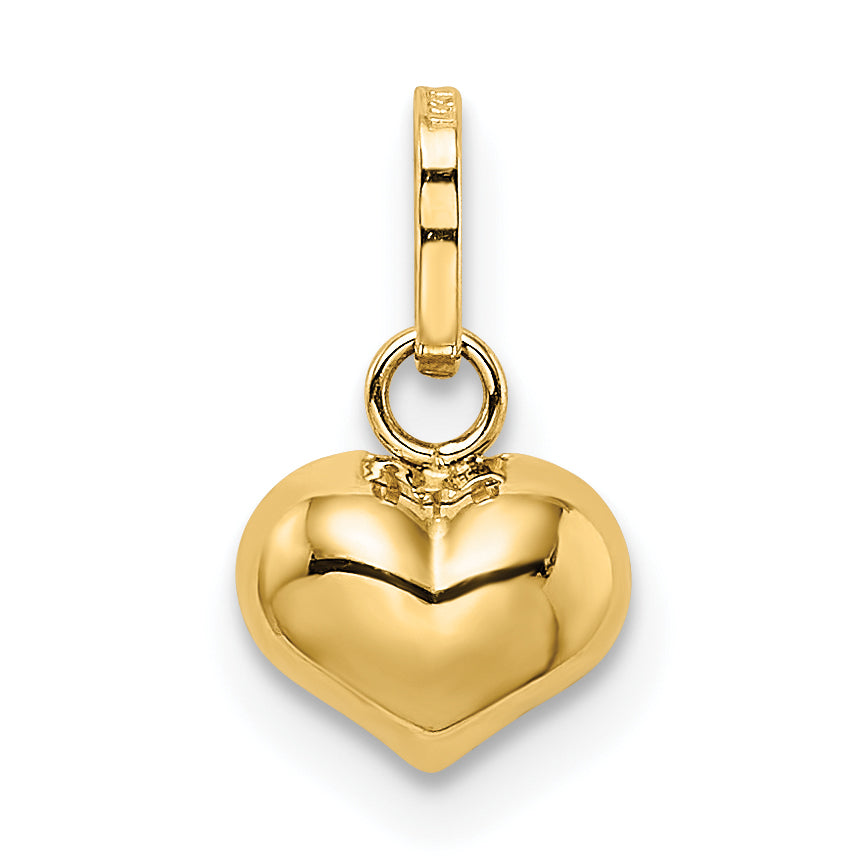 14K Polished 3-D Puffed Heart Charm