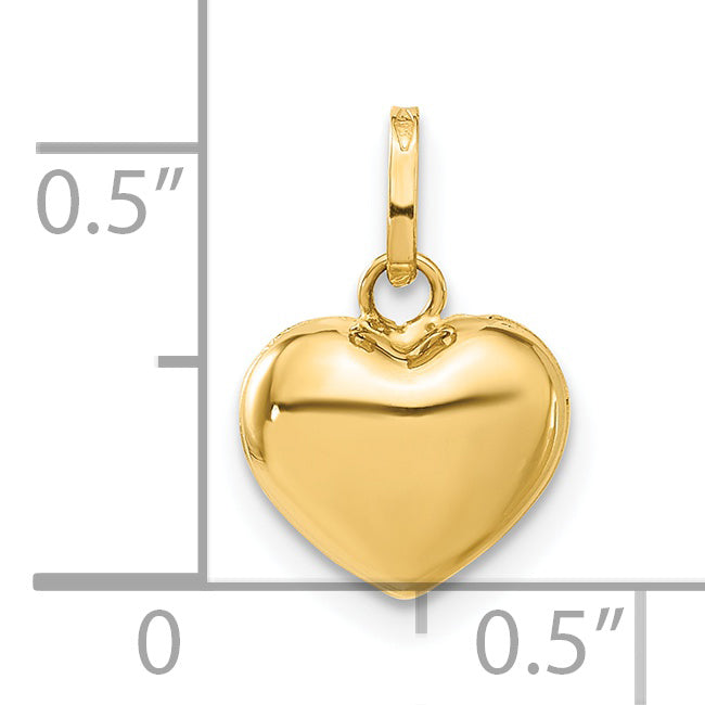 14K Polished 3-D Puffed Heart Pendant